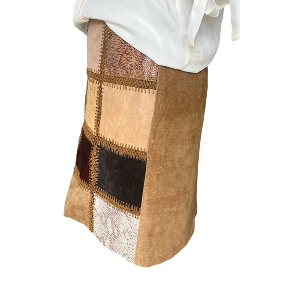 Vintage Patchwork Mini Skirt - Brown and Tan - Picture 8 of 12